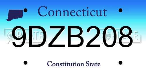 9DZB208 Connecticut License Plate