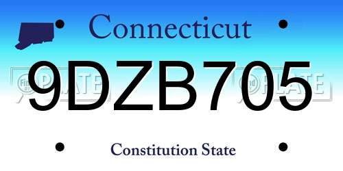 9DZB705 Connecticut License Plate