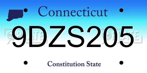 9DZS205 Connecticut License Plate