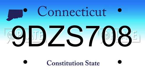 9DZS708 Connecticut License Plate
