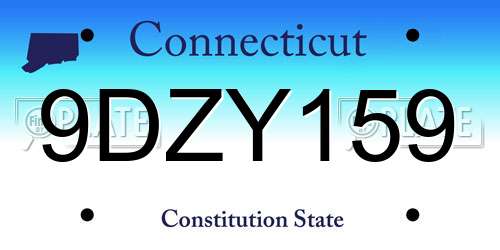 9DZY159 Connecticut License Plate