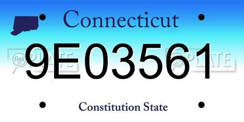 9E03561 Connecticut License Plate