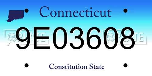 9E03608 Connecticut License Plate