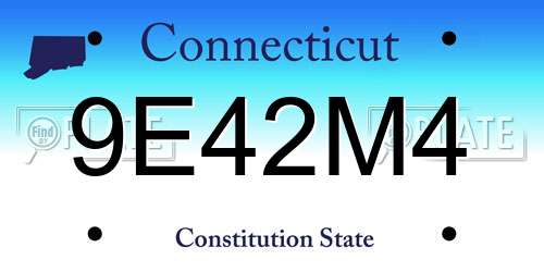9E42M4 Connecticut License Plate
