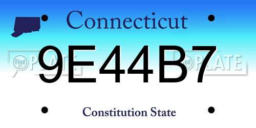 9E44B7 Connecticut License Plate