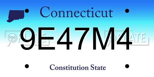 9E47M4 Connecticut License Plate