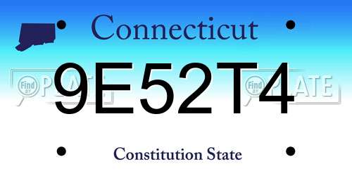 9E52T4 Connecticut License Plate