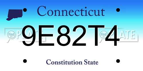 9E82T4 Connecticut License Plate