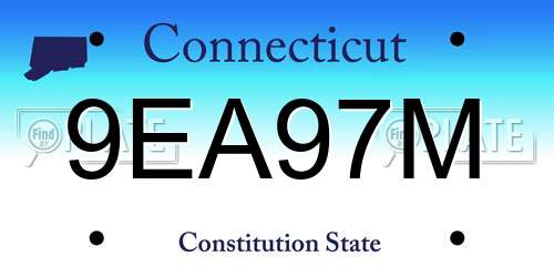 9EA97M Connecticut License Plate