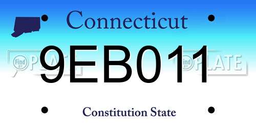 9EB011 Connecticut License Plate