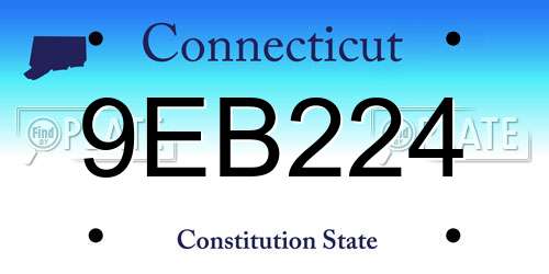 9EB224 Connecticut License Plate