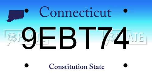 9EBT74 Connecticut License Plate