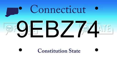 9EBZ74 Connecticut License Plate