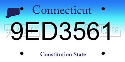 9ED3561 Connecticut License Plate