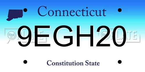 9EGH20 Connecticut License Plate