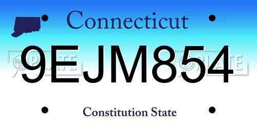 9EJM854 Connecticut License Plate