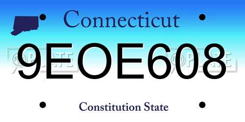 9EOE608 Connecticut License Plate