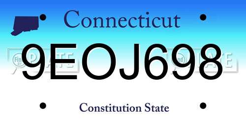 9EOJ698 Connecticut License Plate