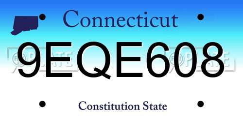 9EQE608 Connecticut License Plate