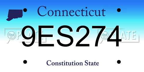 9ES274 Connecticut License Plate