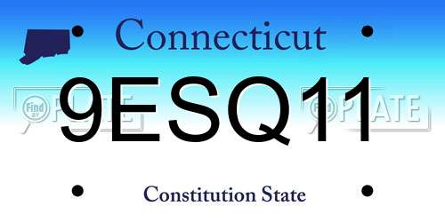 9ESQ11 Connecticut License Plate