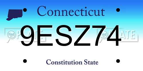 9ESZ74 Connecticut License Plate