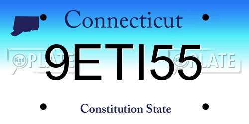 9ETI55 Connecticut License Plate