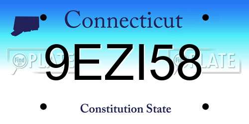 9EZI58 Connecticut License Plate