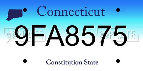 9FA8575 Connecticut License Plate