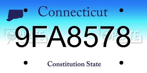 9FA8578 Connecticut License Plate