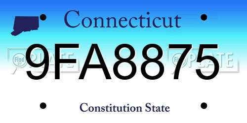 9FA8875 Connecticut License Plate