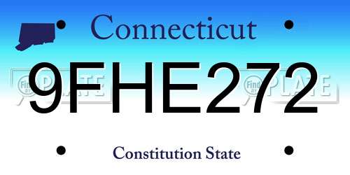 9FHE272 Connecticut License Plate