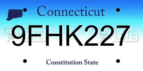 9FHK227 Connecticut License Plate