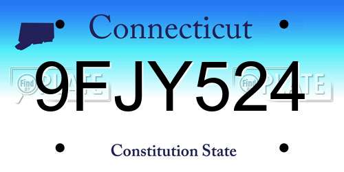 9FJY524 Connecticut License Plate