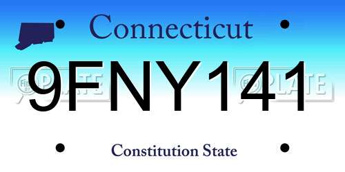 9FNY141 Connecticut License Plate