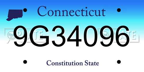 9G34096 Connecticut License Plate