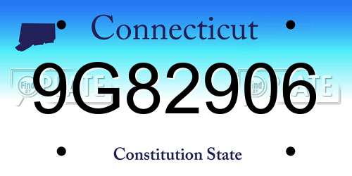 9G82906 Connecticut License Plate
