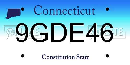 9GDE46 Connecticut License Plate