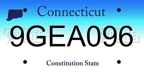 9GEA096 Connecticut License Plate
