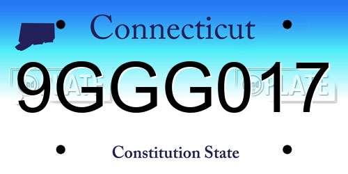 9GGG017 Connecticut License Plate