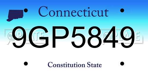 9GP5849 Connecticut License Plate