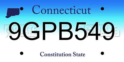 9GPB549 Connecticut License Plate