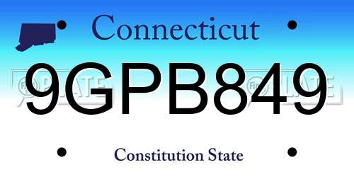 9GPB849 Connecticut License Plate