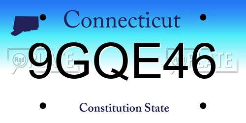 9GQE46 Connecticut License Plate