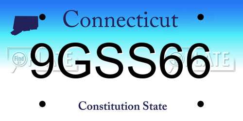 9GSS66 Connecticut License Plate