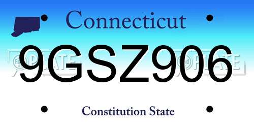 9GSZ906 Connecticut License Plate