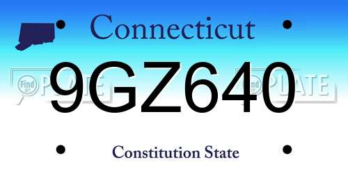 9GZ640 Connecticut License Plate