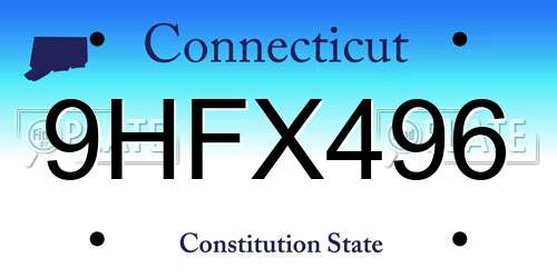 9HFX496 Connecticut License Plate