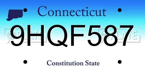 9HQF587 Connecticut License Plate