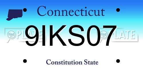 9IKS07 Connecticut License Plate